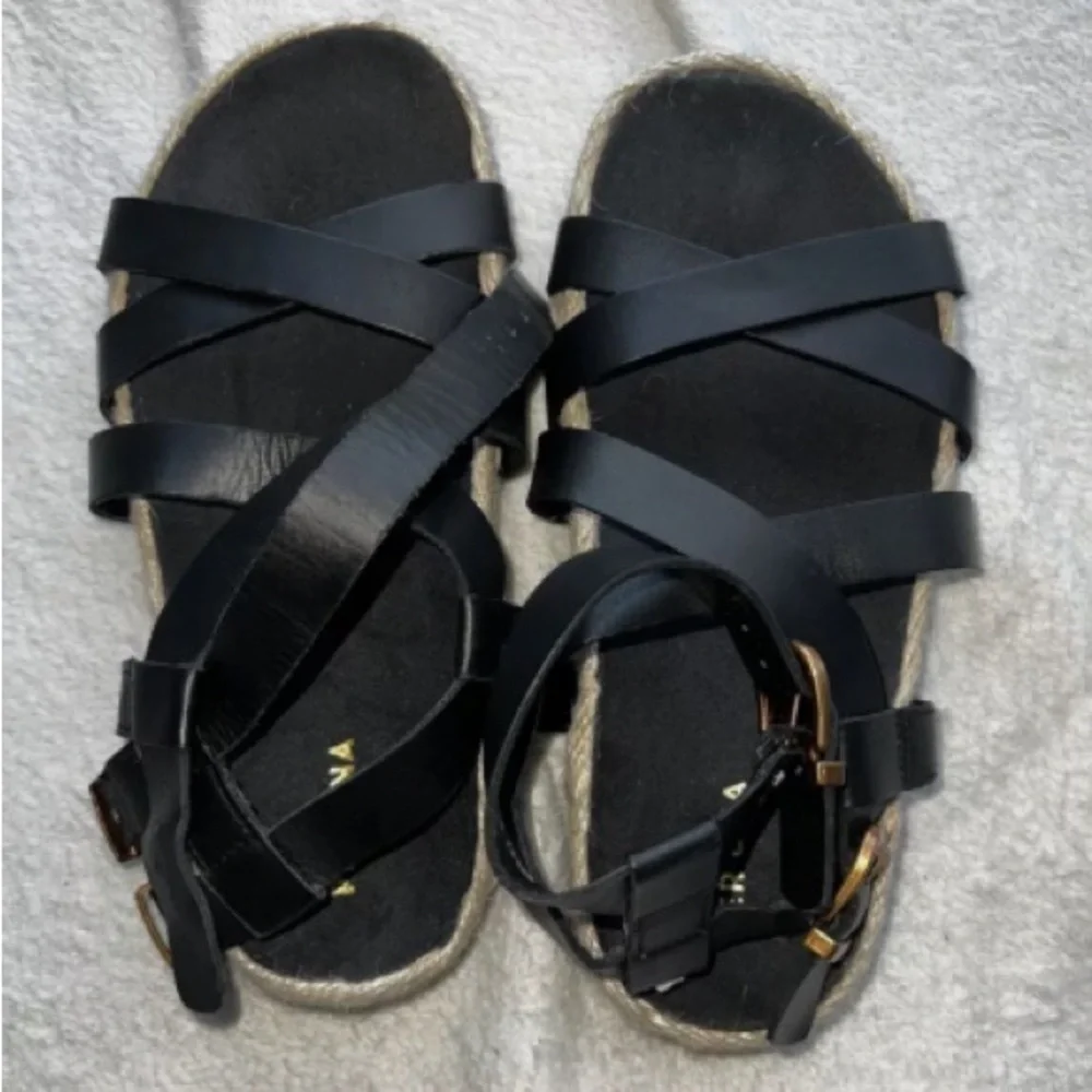 Per Una Raffia Platform Flatform Raffia Leather Dad Sandals size7.5 mens